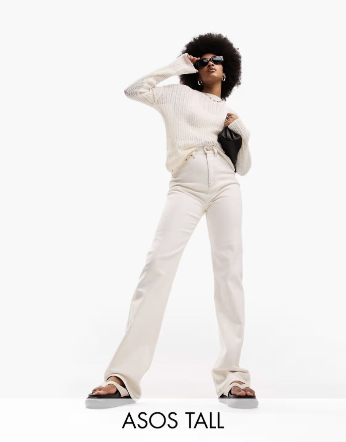 ASOS DESIGN Tall comfort stretch straight leg jeans in off white by ASOS
