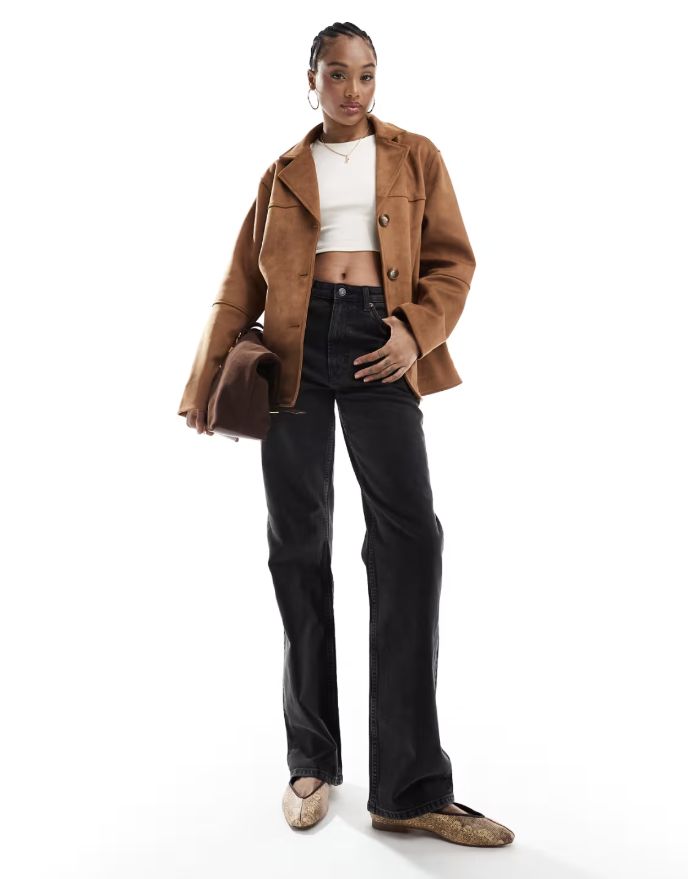 ASOS DESIGN Tall comfort stretch straight leg jeans in washed black by ASOS