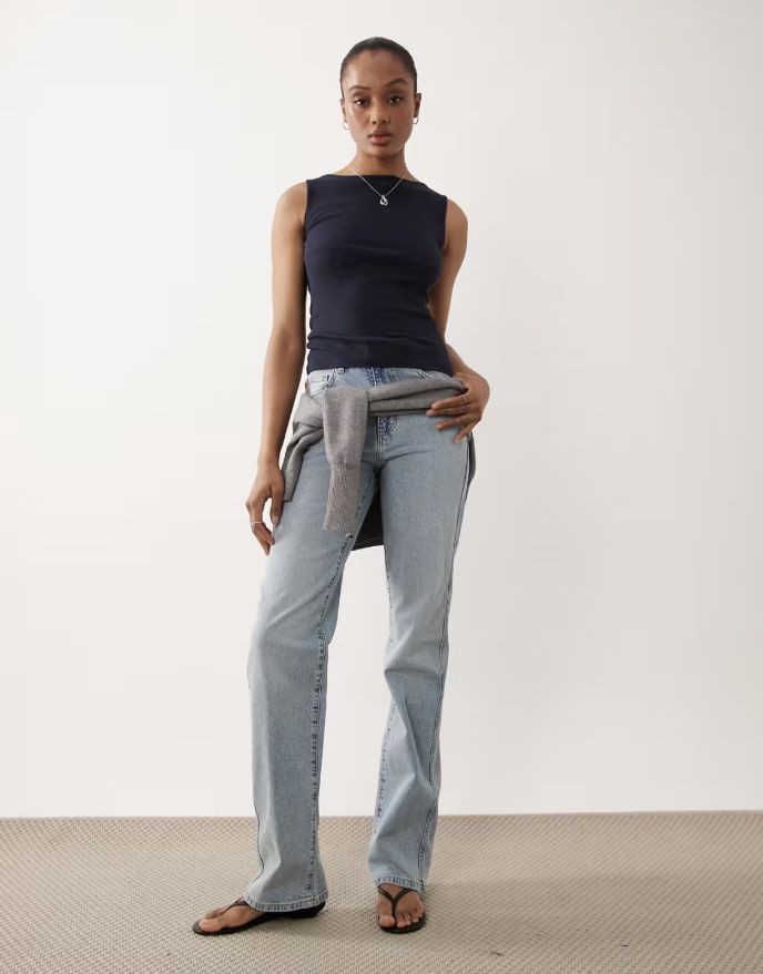ASOS DESIGN Tall comfort stretch straight leg jeans in lightwash by ASOS