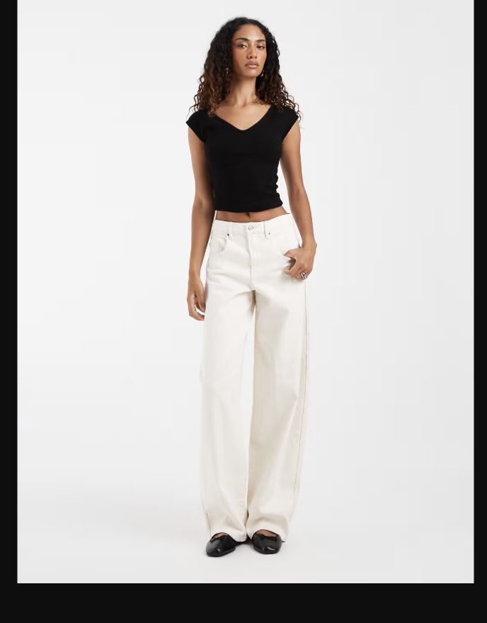 ONLY Tall Tamy barrel jeans in ecru by ASOS